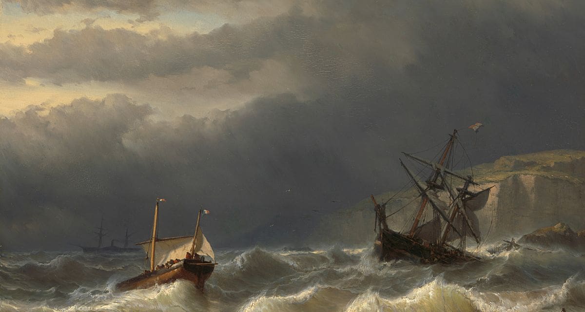 Imagem de uma tempestade no mar simbolizando um esboço de pregação do atos 27