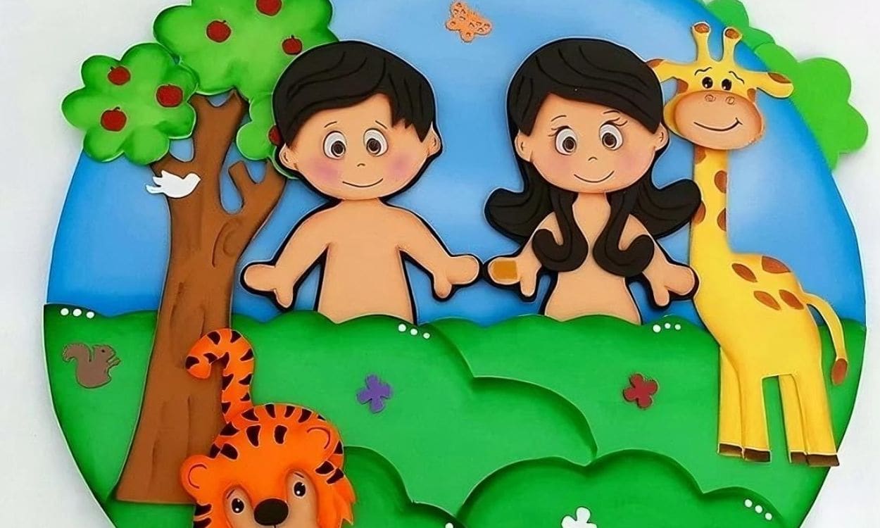 desenho de Adão e Eva infantil